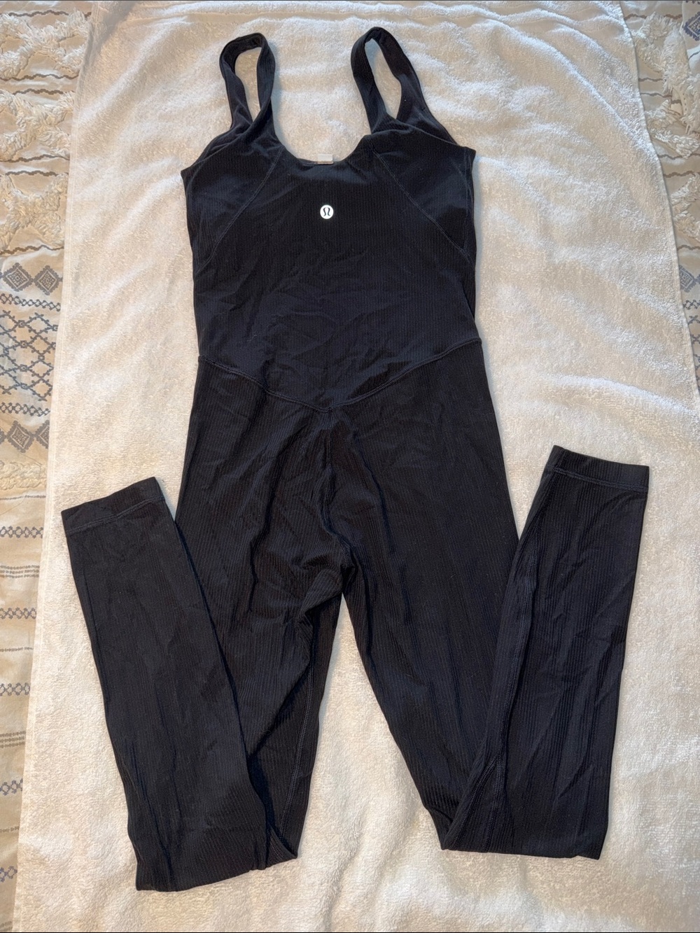 lululemon  Black Ribbed One-Piece Jumpsuit